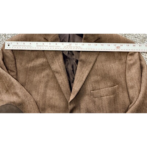 Alan Flusser Men’s 44R Brown Houndstooth 100% Lambswool Sport Coat Blazer Jacket - Picture 7 of 11